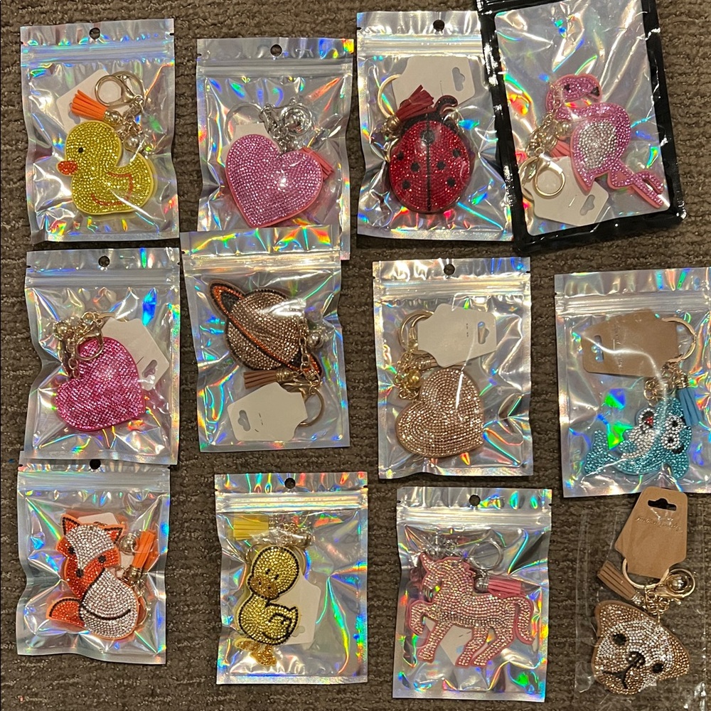Colorful Glitter Key & Card Holders Set